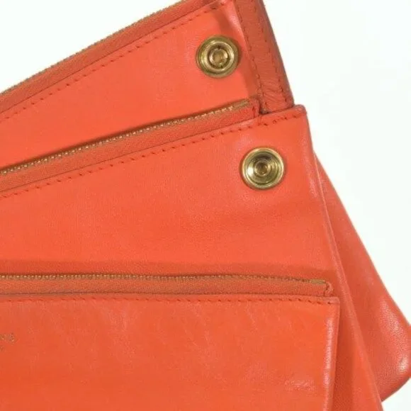 Celine Shoulder Bag Leather Orange